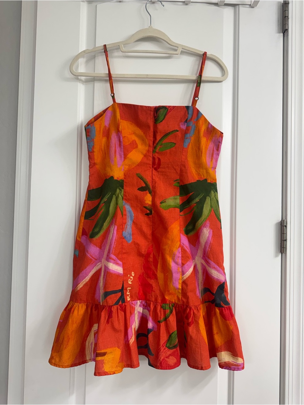 FARM Rio Red Multicolor Floral Sundress with Ruffle Hem - Picture 2 of 3